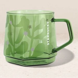 Starbucks 2026 Spring Green Glass Botanical Matcha Tea Cup Mug
